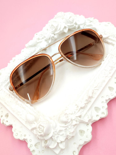 عینک آفتابی زنانه طرح خلبانی فریم دوبل هایلایت طلایی مسی