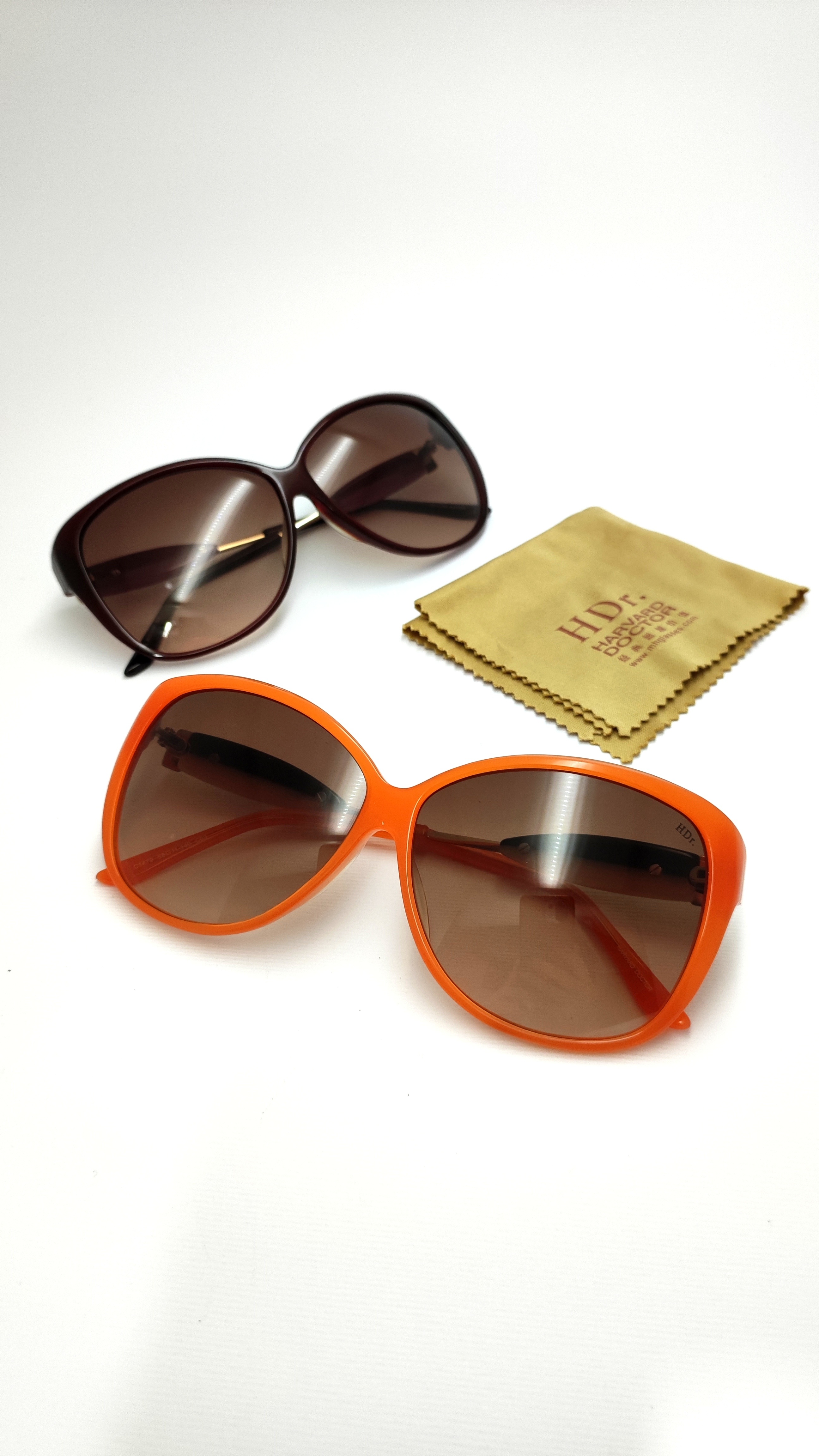 عینک آفتابی زنانه اورجینال انگلیسی دکتر هاروارد نارنجی و قهوه‌ای همراه پک اصلی