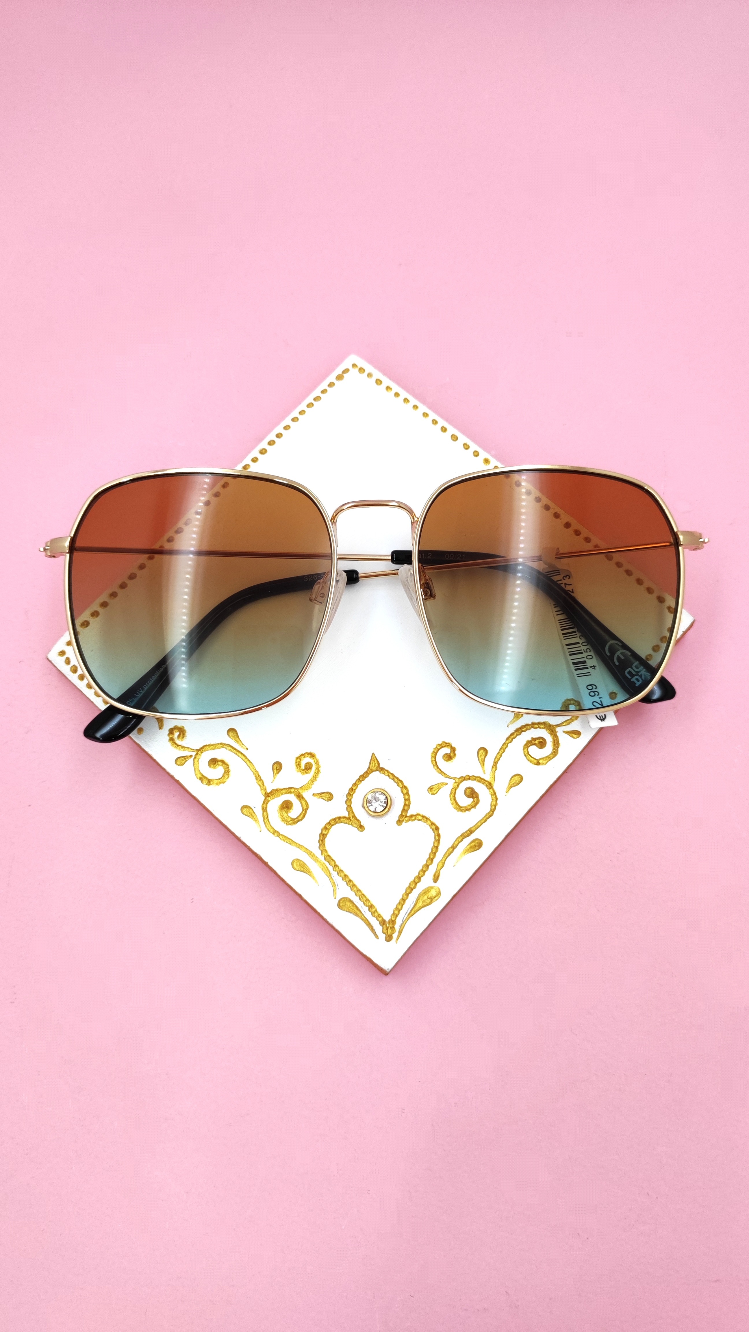 عینک آفتابی اورجینال فلزی رنگ ثابت مربعی عدسی هایلایت دورنگ قهوه‌ای آبی مردانه و زنانه