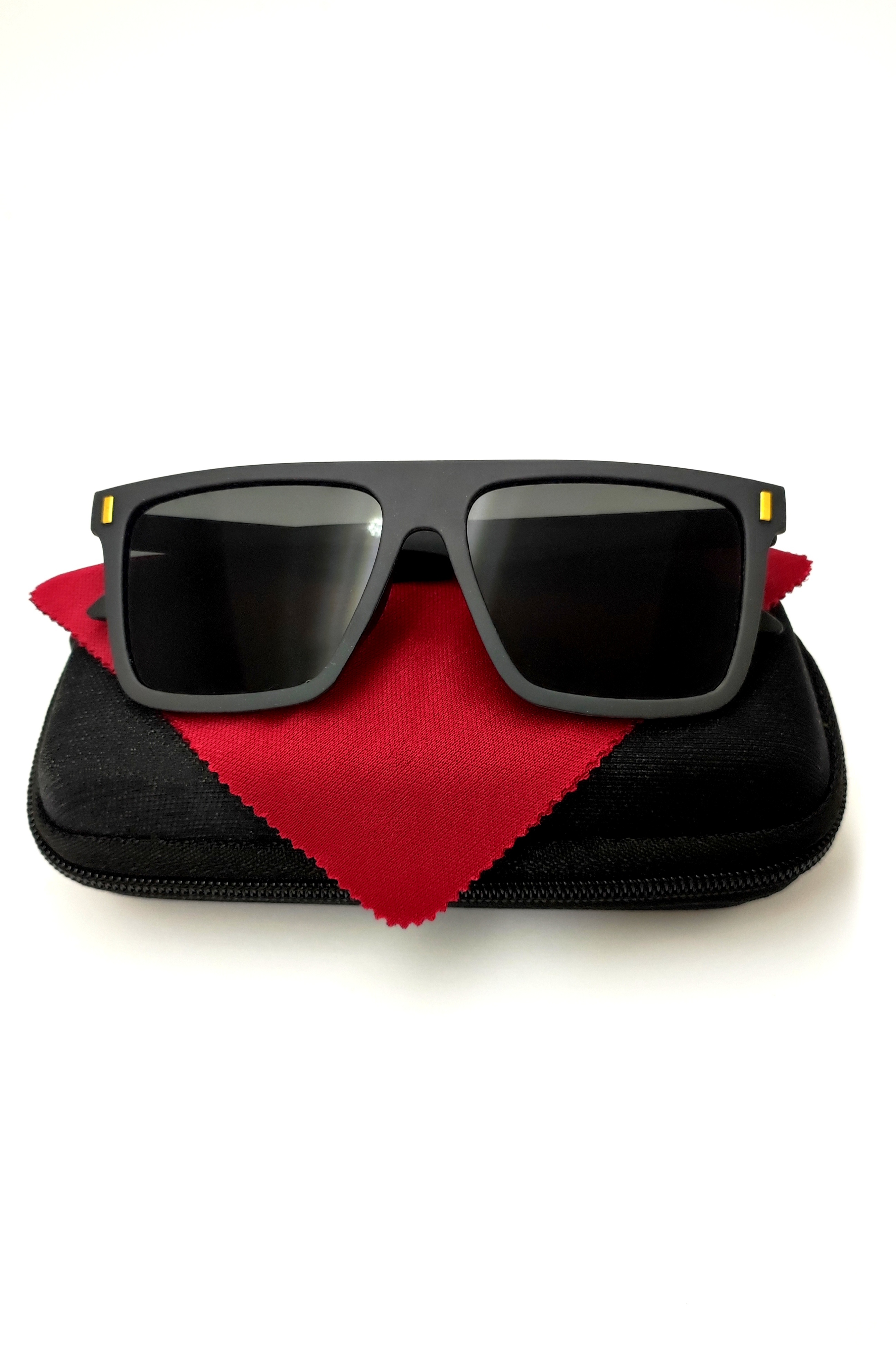 عینک آفتابی مردانه فلت مستطیلی مشکی مات