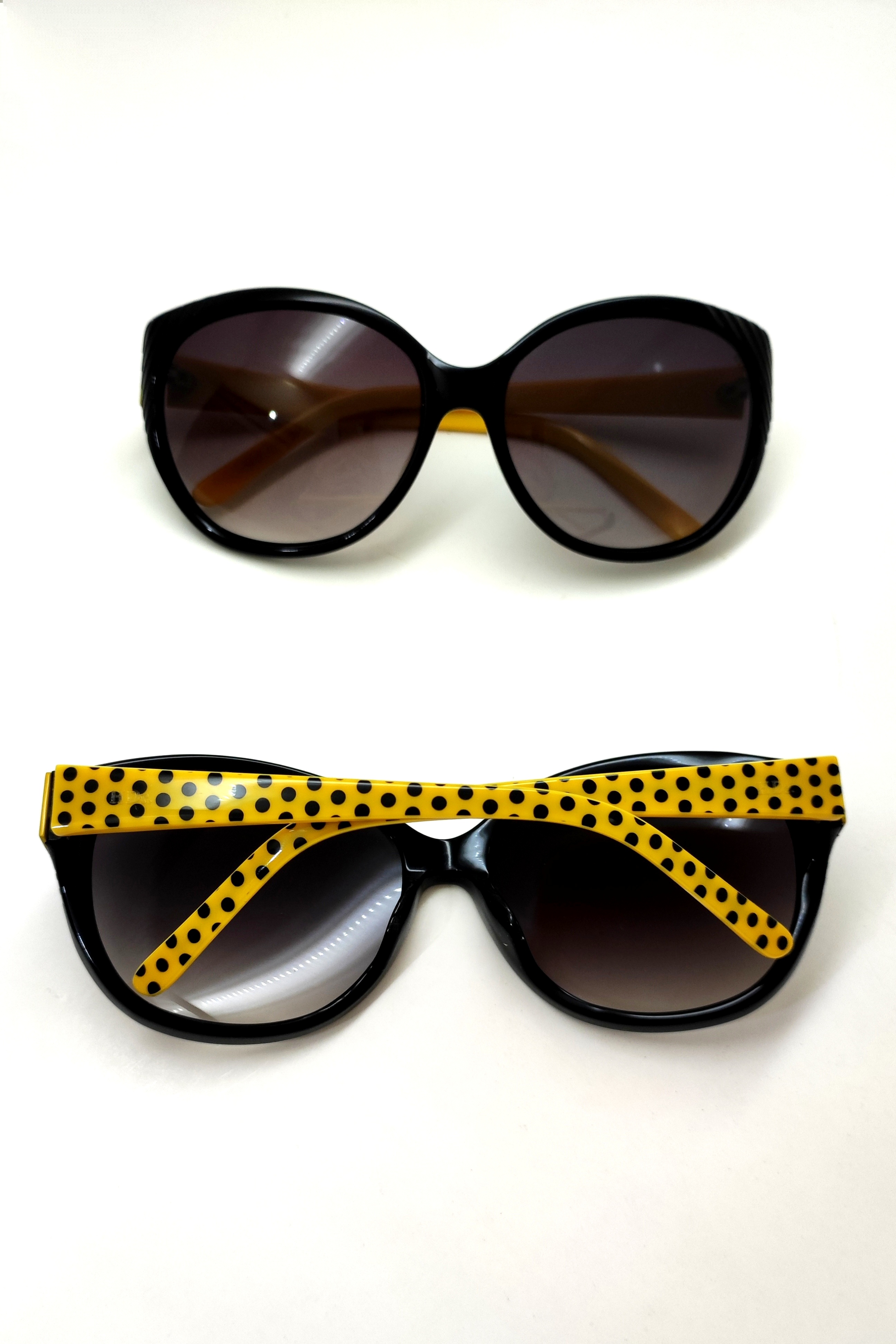 عینک آفتابی اورجینال زنانه گربه‌ای دسته زرد برند دکتر هاروارد با پک اصلی