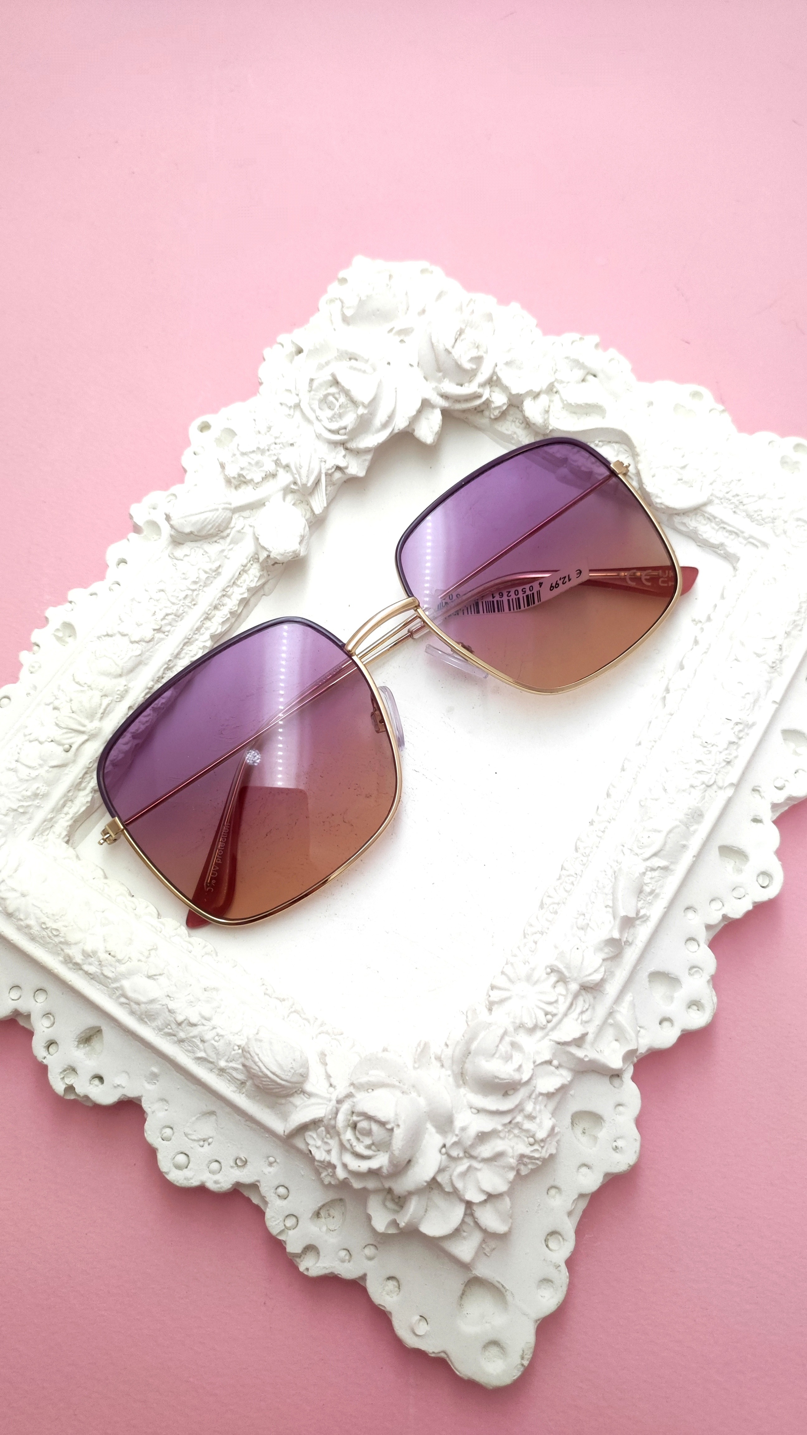 قیمت و خرید عینک آفتابی زنانه عدسی روشن رنگی فلزی مربی ظریف بنفش هایلایت