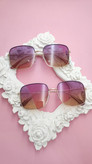 قیمت و خرید عینک آفتابی زنانه عدسی روشن رنگی فلزی مربی ظریف بنفش هایلایت