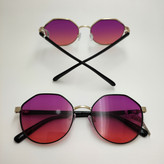 قیمت و خرید عینک آفتابی فریم گرد چندضلعی فلزی عدسی بنفش هایلایت اورجینال