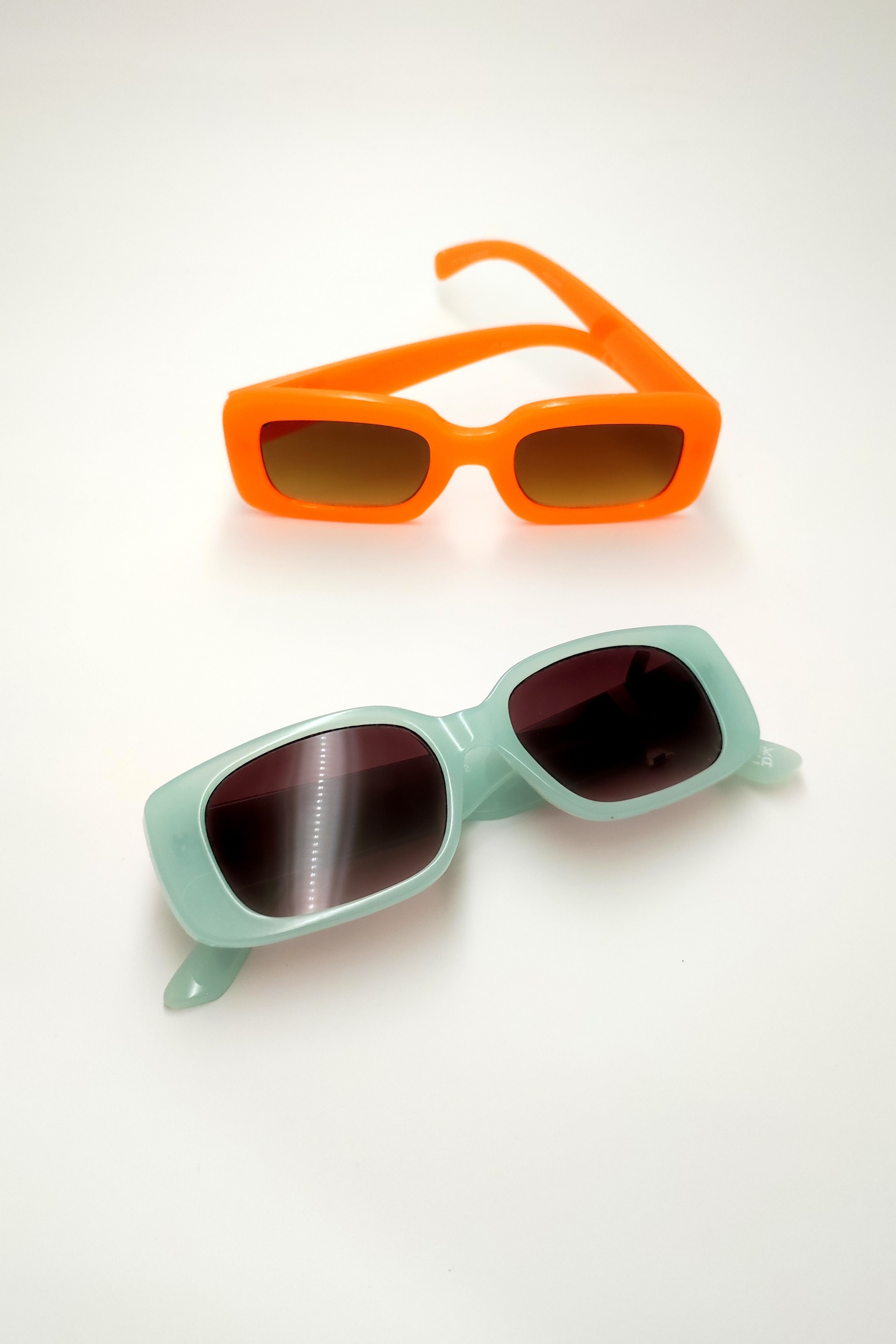 عینک آفتابی اورجینال مستطیل باریک رنگ پاستلی آبی و نارنجی پرتقالی