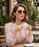 قیمت و خرید عینک آفتابی زنانه عدسی روشن رنگی فلزی مربی ظریف بنفش هایلایت