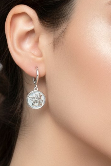 گوشواره اورجینال آویز فرشته نقره‌ای