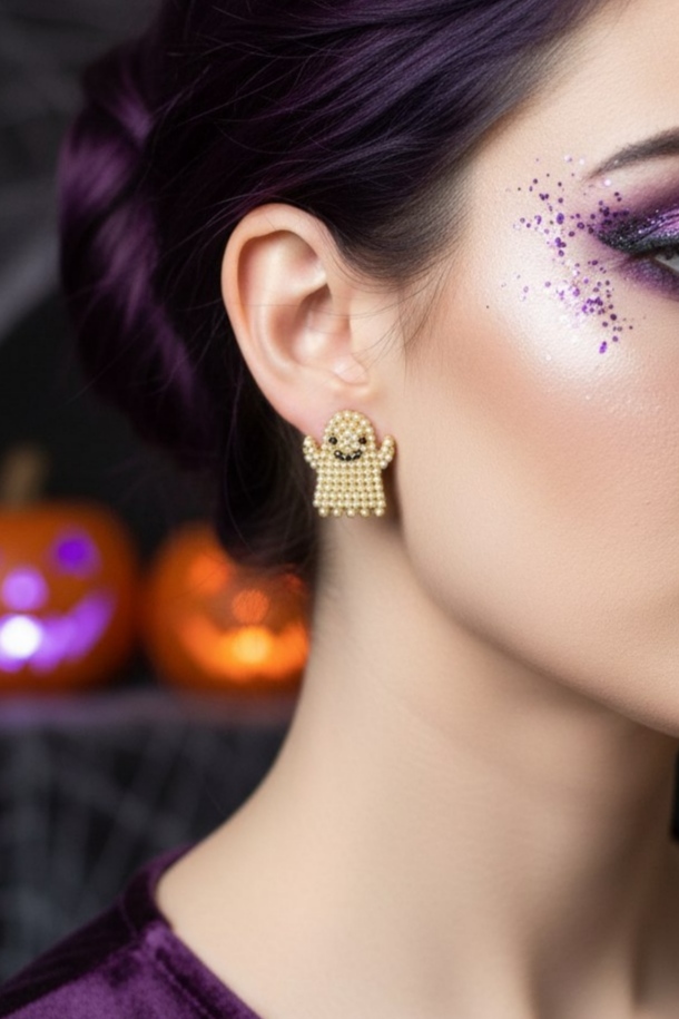 گوشواره فانتزی اورجینال هالووینی مدل روح مرواریدی برند سیکس